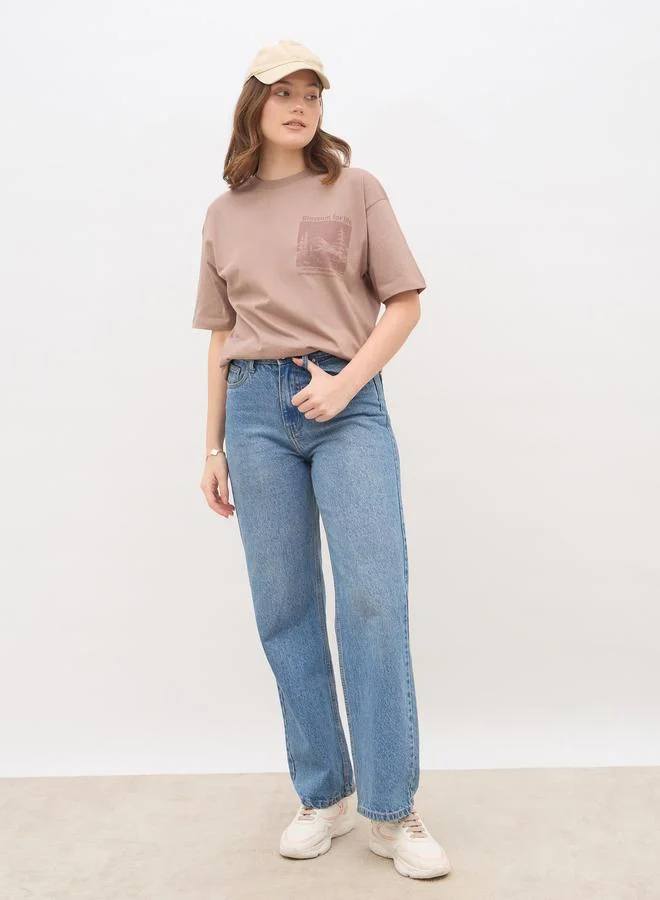 ستايلي Styli Graphic Print Oversized T-Shirt