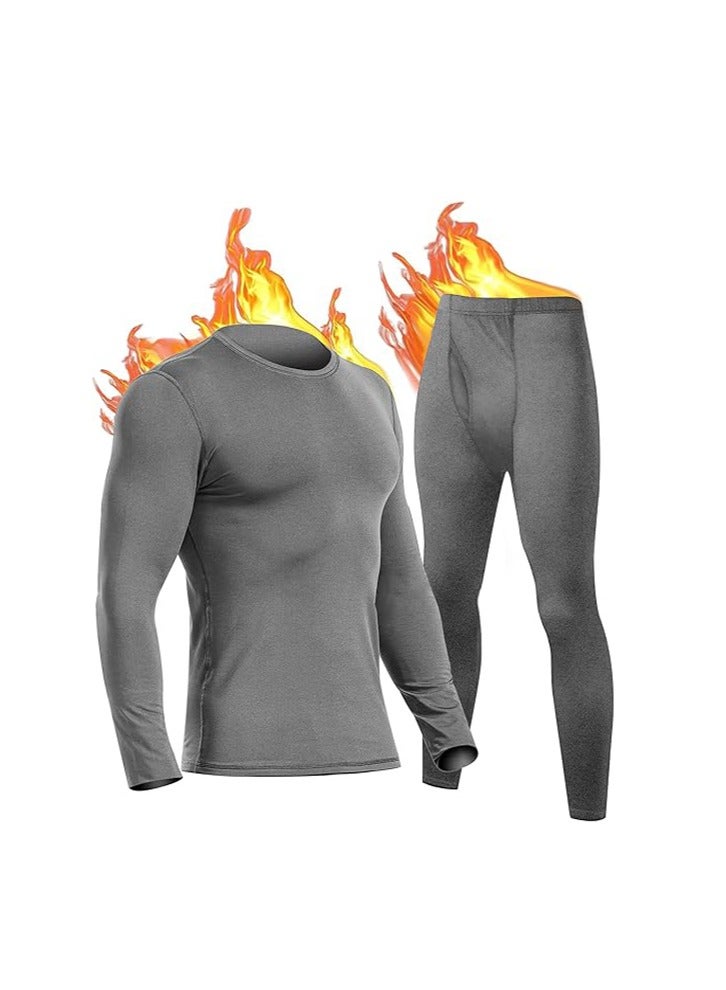 GUDOO طقم ملابس داخلية حرارية للرجال: قمصان طويلة الأكمام وسروال داخلي طويل، طبقة أساسية حرارية مبطنة بالفليس، سريعة الجفاف، المقاس XXXL. - Image 5