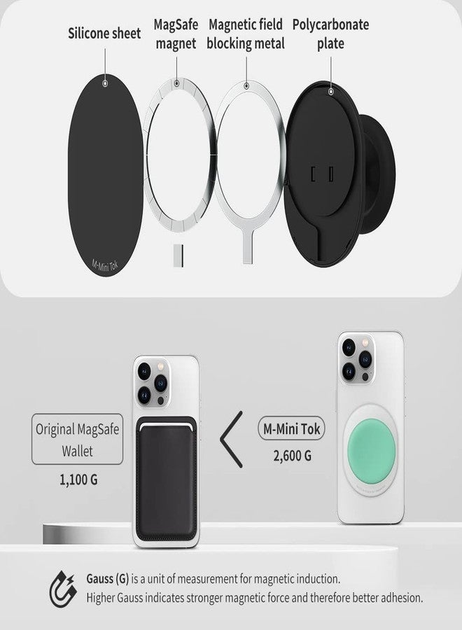 Sinjimoru Magnetic Phone Grip, Magnetic Phone Holder Compatible with MagSafe Stand, Ensuring Finger Comfort for iPhone 16 15 14 13 12, M-Mini Tok Black - Image 4