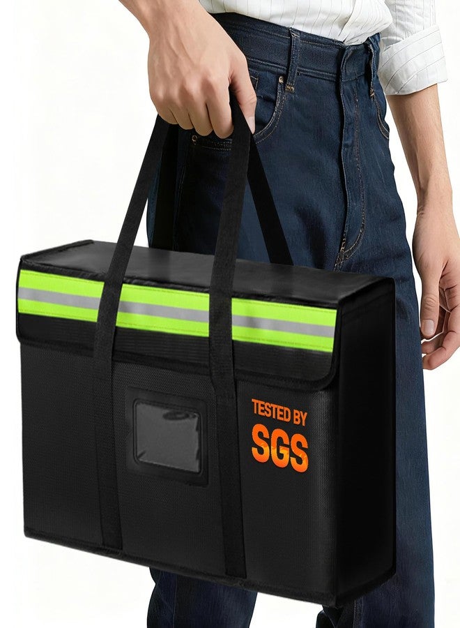 Amerbro Large Fireproof Document Bags 15x12x6in, Fireproof Document Box for Cash, Photo Albums, Valuables, Extra Large Fireproof Bag Waterproof Document Storage with Reflective Strip, Black - Image 1