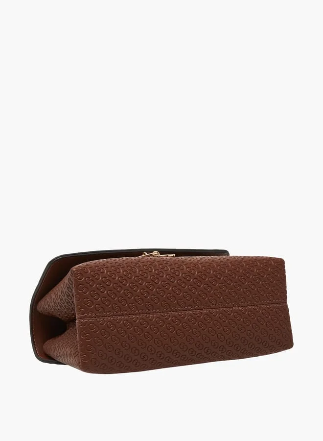 Celeste Women Monogram Embossed Crossbody Bag with Button Closure and Chain Strap