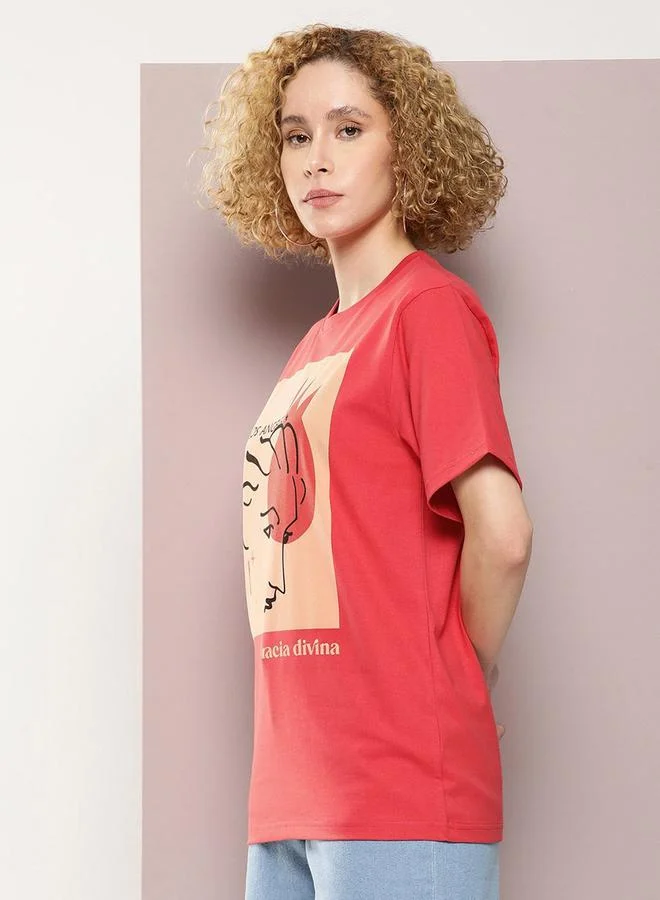 Dillinger Oversized Girl Graphic Combed Cotton T-Shirt by Styli