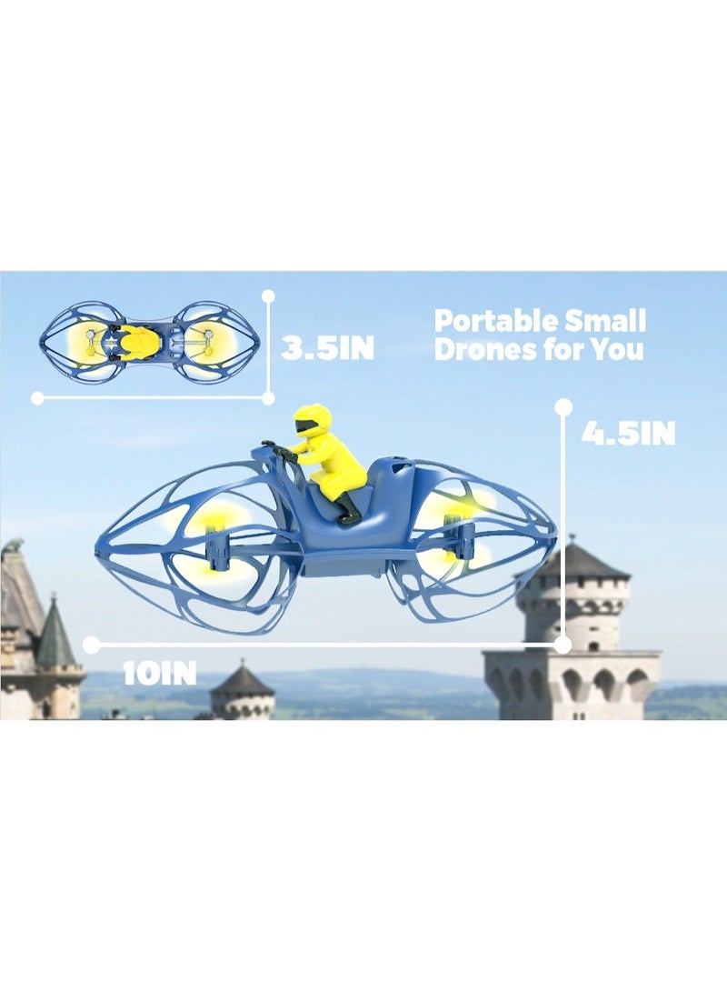 مايتويز 2-in-1 RC Flying Motorcycle Stunt Drone for Kids - 360° Flip & Roll, Altitude Hold, Headless Mode, One-Key Take-Off/Landing - Portable Remote Control Quadcopter Toy with 2 Batteries & Spare Blades - Image 3