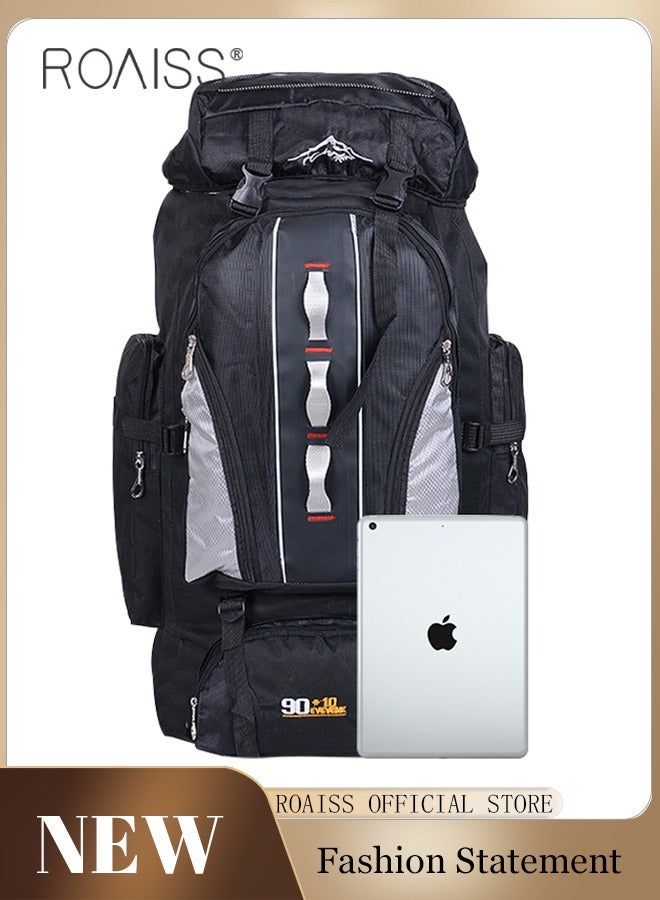 roaiss Large Capacity Professional Outdoor Backpack Waterproof Multifunctional for Travel Camp Trekking Fishing Climb Black  - Image 1