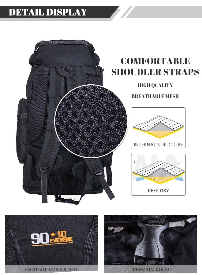 roaiss Large Capacity Professional Outdoor Backpack Waterproof Multifunctional for Travel Camp Trekking Fishing Climb Black  - Image 5