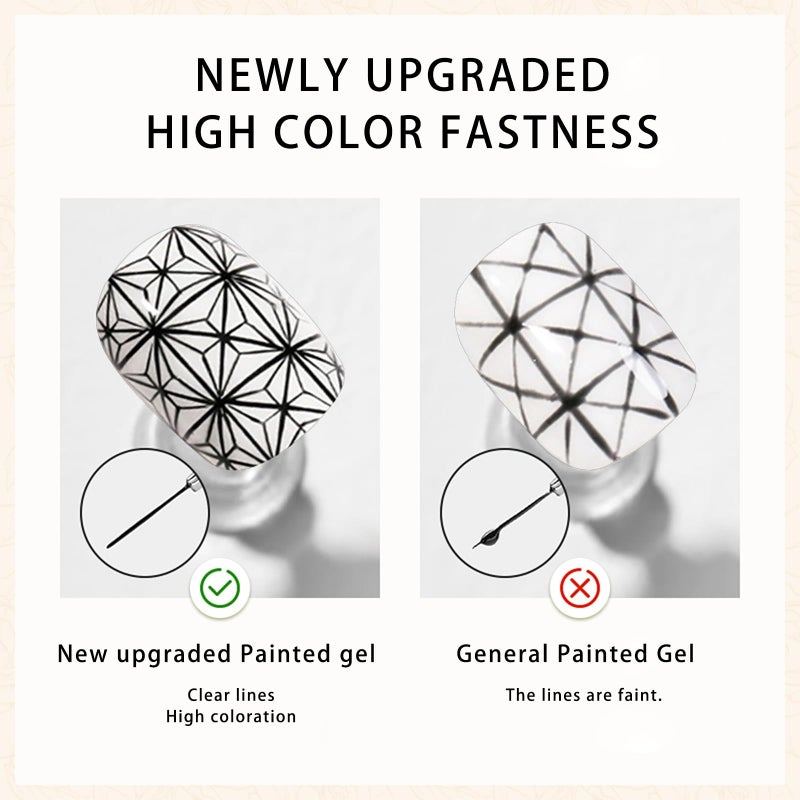 Gyraolvant 2 Jars Paint Nail Gel, White Black Gel Paint For Nails Art, Gel Polish For French Tip Tool Design For Home Salon DIY Nail Art (White&Black, M) - Image 2