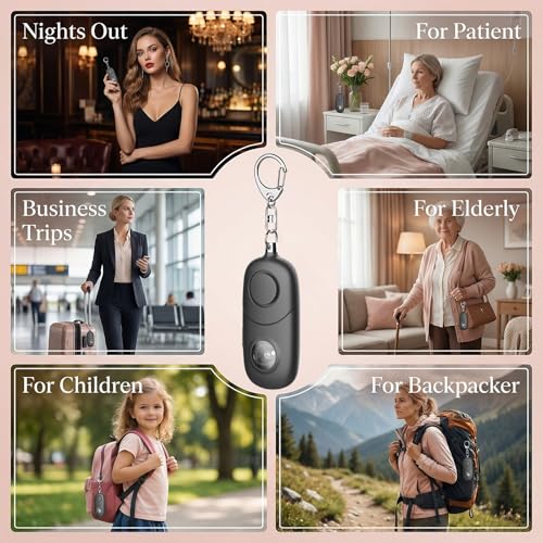 Qoosea Personal Alarm for Women Keychain Alarm: Qoosea 135dB Emergency Keychain Siren with Strobe Light Loud Siren for Women Kids Students Seniors Emergency Self-Defense for Night Sports - Image 4