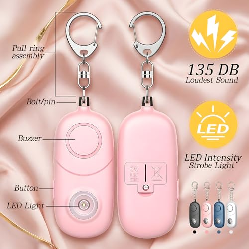 Qoosea Personal Alarm for Women Keychain Alarm: Qoosea 135dB Emergency Keychain Siren with Strobe Light Loud Siren for Women Kids Students Seniors Emergency Self-Defense for Night Sports - Image 2