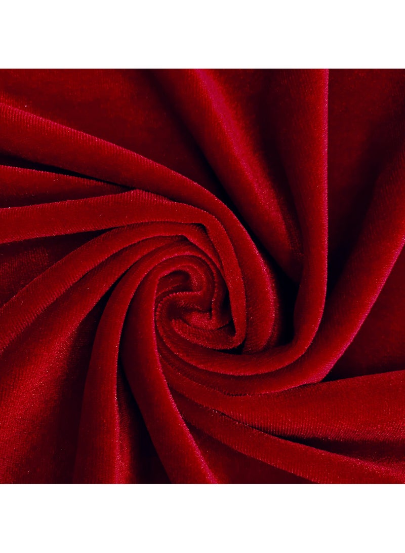 JewelOnPalette Princess Dark Red Polyester Velvet Fabric 45'' Cut by Yard, for for Bows, Head Wraps, Scrunchies, Clothes, Costumes, Crafts , Cushions - Image 1
