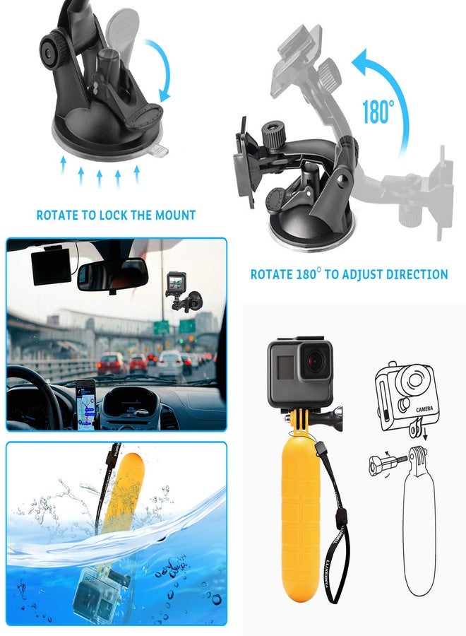 Luxebell Accessories Kit for AKASO EK5000 EK7000 4K WiFi Action Camera GoPro Hero 12 11 10 9 8 7 6 5/Session 5/Hero 4/3+/3/2/1 Max Fusion SJ4000 SJ5000 (14-in-1) - Image 4