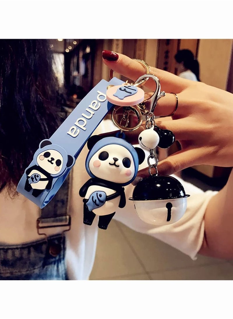 SYOSI - Cartoon Panda Key Pendant, Panda Keychain, Creative New Year Gift Bag Animal Pendant Key Case Car Key Pendant Metal Key Ring  Panda and White Bell, for Men Women - Image 1