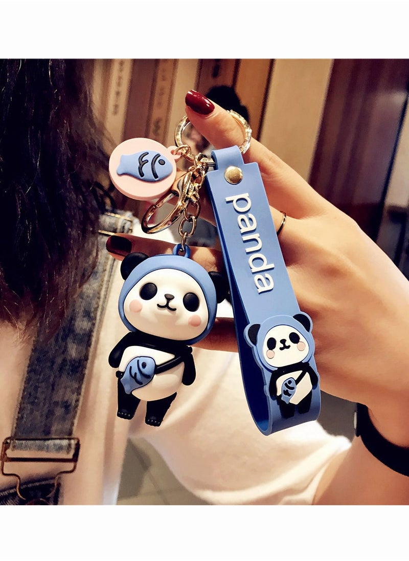 SYOSI - Cartoon Panda Key Pendant, Panda Keychain, Creative New Year Gift Bag Animal Pendant Key Case Car Key Pendant Metal Key Ring  Panda and White Bell, for Men Women - Image 1