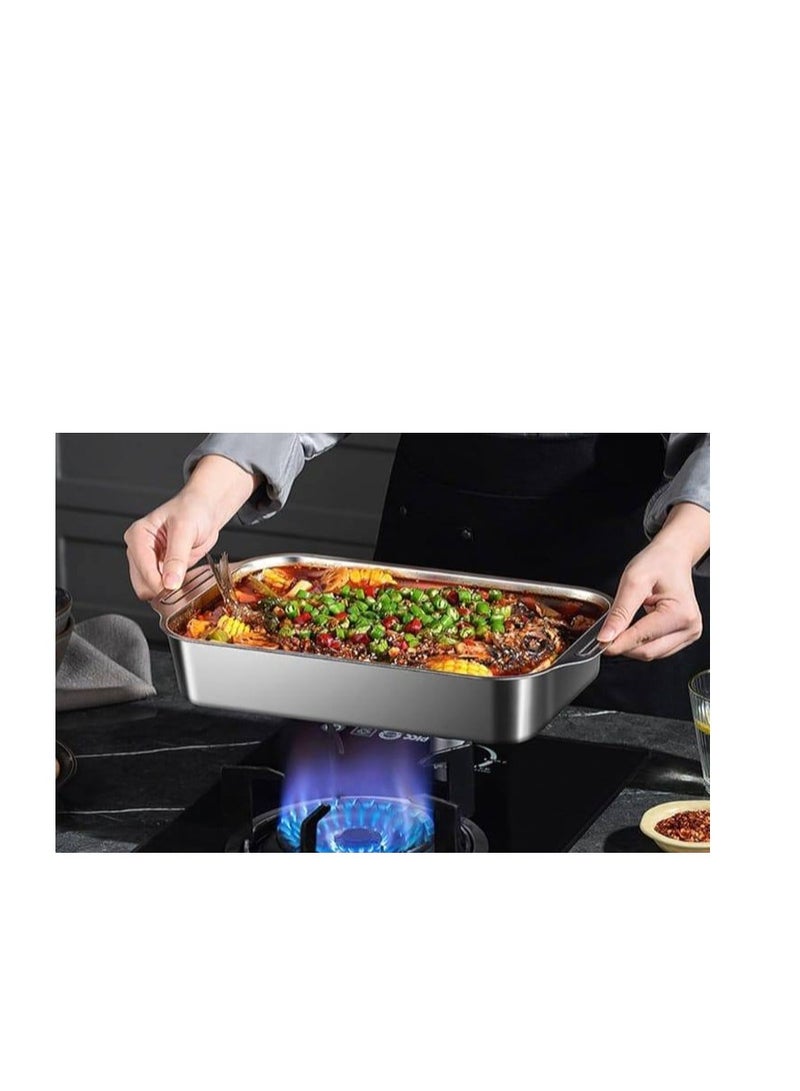 Set of 3 rectangular silver trays 🖤Different sizes, heavy-duty 3 mm stainless steel oven liner 🖤Sizes 30/28/26 cm  - Image 4