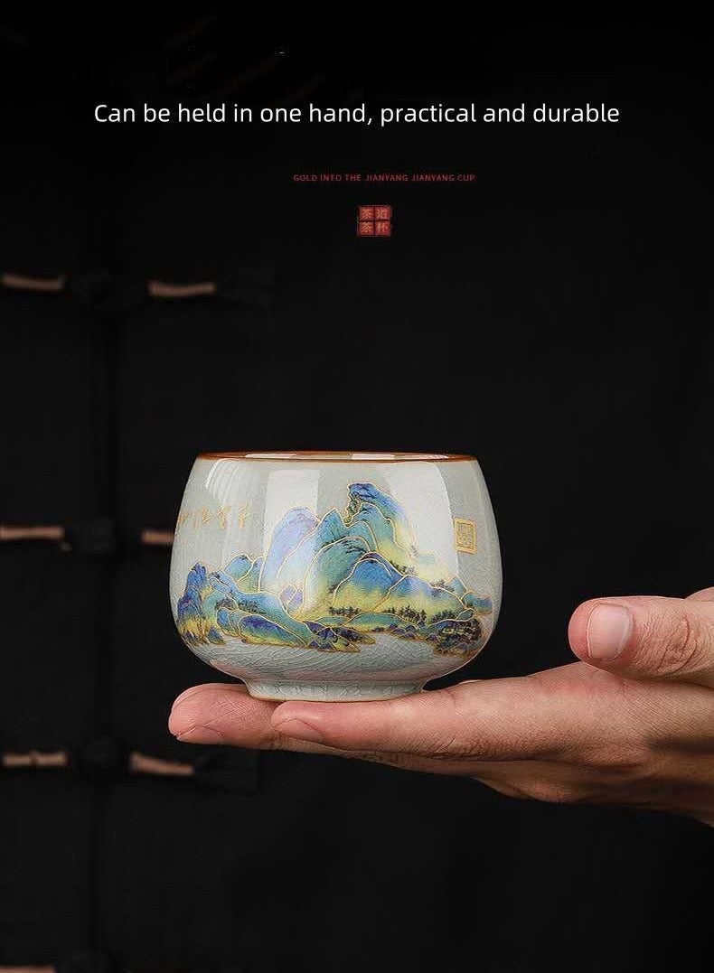كوب سيراميك طقم أكواب Qianlijiangshan هدية مجموعة علب الهدايا كوب - Image 3