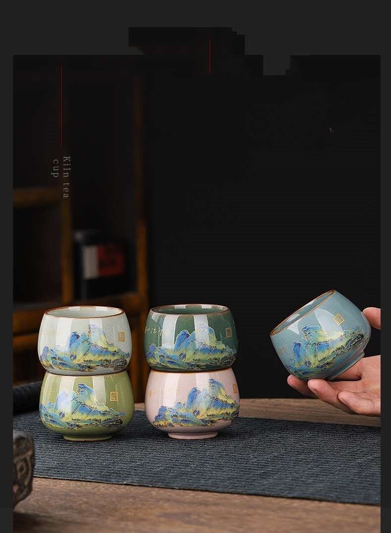 كوب سيراميك طقم أكواب Qianlijiangshan هدية مجموعة علب الهدايا كوب - Image 2