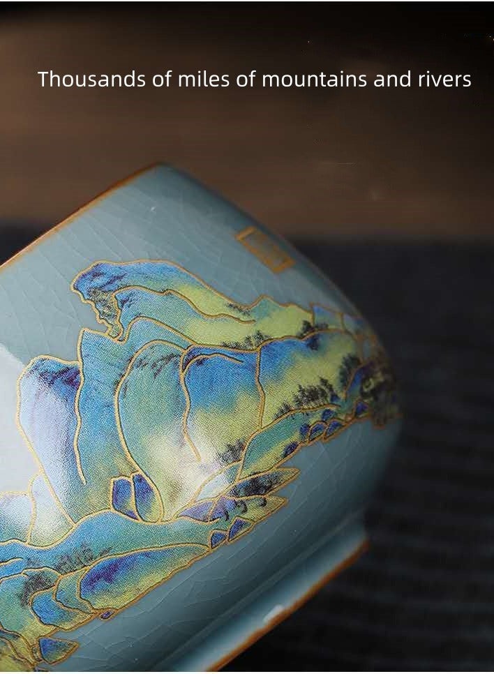 كوب سيراميك طقم أكواب Qianlijiangshan هدية مجموعة علب الهدايا كوب - Image 5