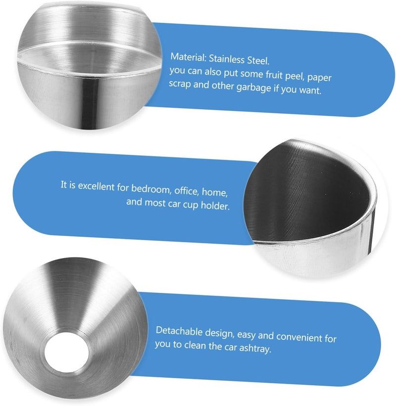 Stainless Steel Car Ashtray Funnel Design Smokeless Auto Ash Container for Cleanliness for Home Office and Outdoor Use - Image 3