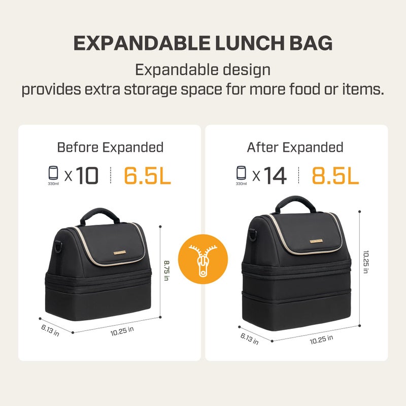 Everfun Womens Lunch Box Two Compartments Insulated Lunch Tote Bag Large Leakproof Soft Cooler Valentine's Day Gifts for Work Picnic Travel - Image 2