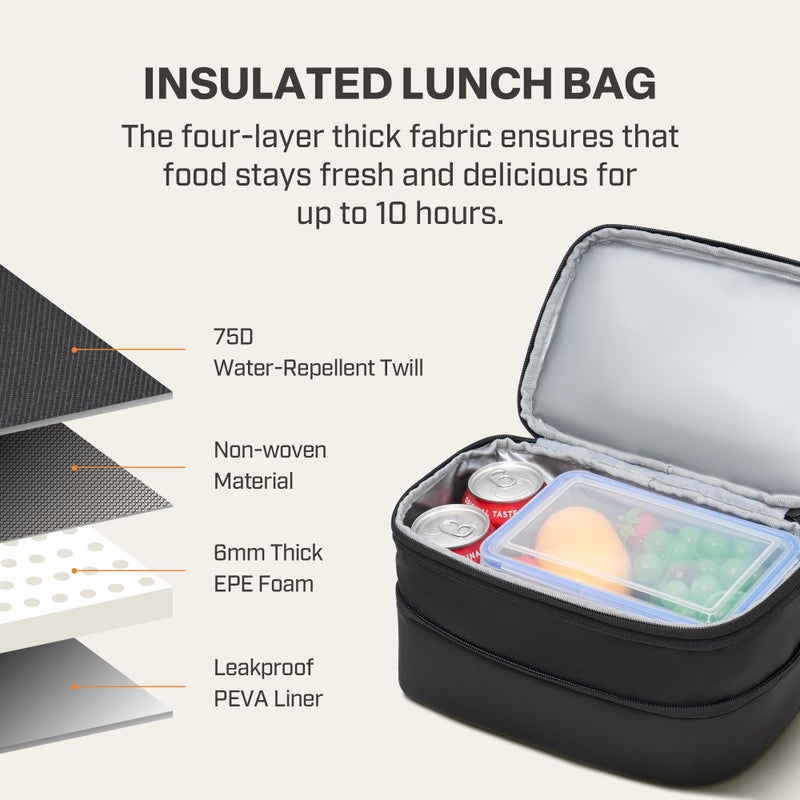 Everfun Womens Lunch Box Two Compartments Insulated Lunch Tote Bag Large Leakproof Soft Cooler Valentine's Day Gifts for Work Picnic Travel - Image 4