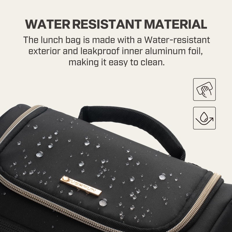 Everfun Womens Lunch Box Two Compartments Insulated Lunch Tote Bag Large Leakproof Soft Cooler Valentine's Day Gifts for Work Picnic Travel - Image 5