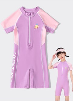 VUCATIN Girls Swimsuit One Piece Kid Swimsuit Children Water Sport Short Swimsuit Sun Protection Bathing Suits Outdoor Quick-Drying Clothes (D)  - Image 1