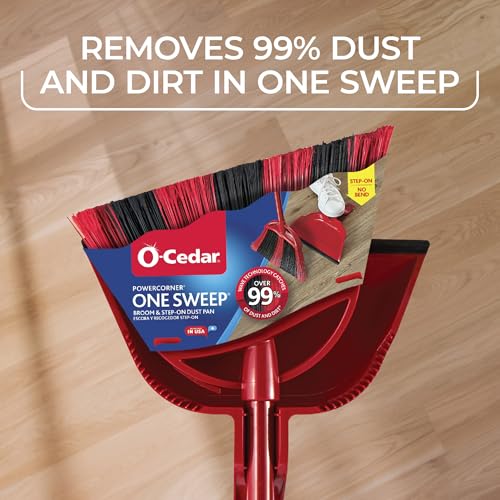 o cedar O-Cedar One Sweep Broom with Step-On Dustpan | Remove 99% with One Sweep | Lightweight Quiet Cleaning Tool | Ideal for Pet Owners - Image 4