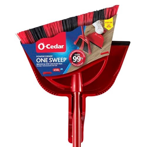 o cedar O-Cedar One Sweep Broom with Step-On Dustpan | Remove 99% with One Sweep | Lightweight Quiet Cleaning Tool | Ideal for Pet Owners - Image 1