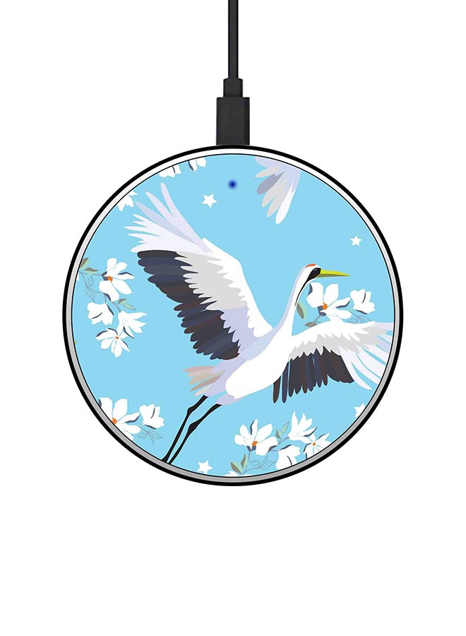 Theodor Bird Printed Ultra Slim Fast Wireless Charger With USB Cable Blue/White/Black - Image 1