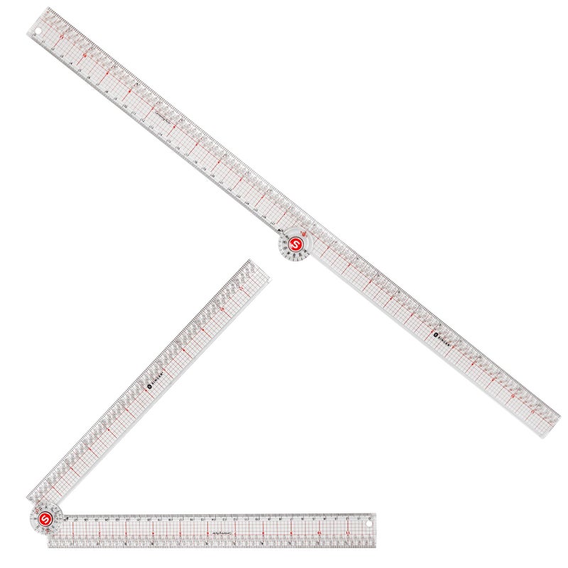 SINGER 24-Inch Folding Ruler with Precision Marking & Grid Lines for Sewing, Quilting, Crafting & Patternmaking - Clear Metric Ruler - Zero-Centering, 15 Increment Quick Angle Ruler, Folds to 12â€ - Image 1