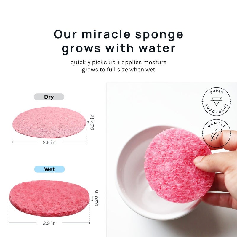 AOA Studio 50-Count Compressed Facial Sponges 100% Natural Cosmetic Spa Sponges for Facial Cleansing, Exfoliating Mask, Remove for Makeup, Dead Skin, and Dirt (50 counts, Pink) - Image 2