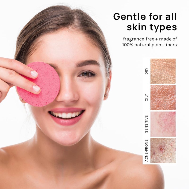 AOA Studio 50-Count Compressed Facial Sponges 100% Natural Cosmetic Spa Sponges for Facial Cleansing, Exfoliating Mask, Remove for Makeup, Dead Skin, and Dirt (50 counts, Pink) - Image 3