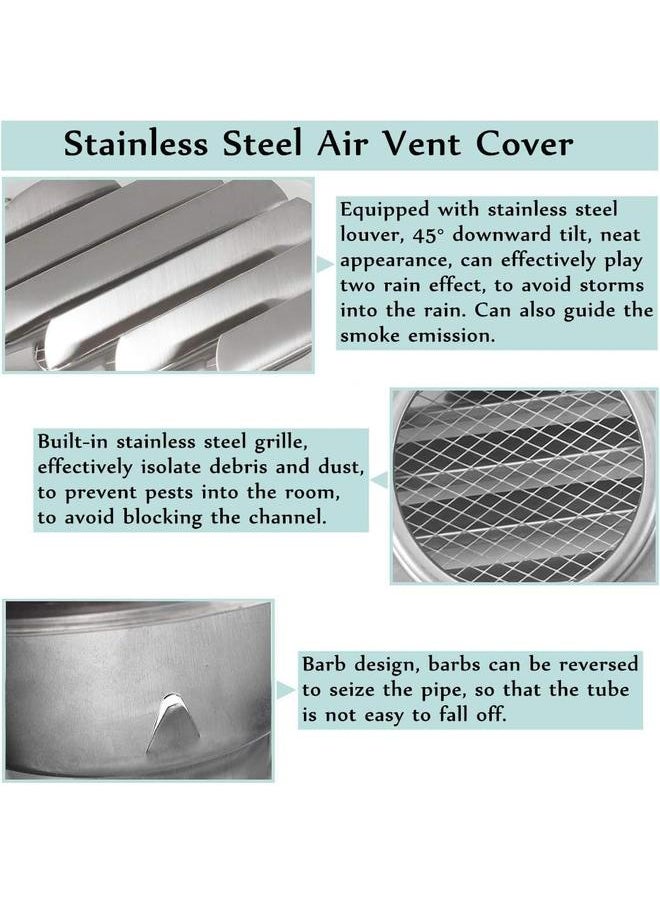 yongsheng 3 Inch Round Vent Cover, Louvered Grille Stainless Steel Air Vents with Fly Screen Mesh for Air Circulation Ventilation  - Image 4