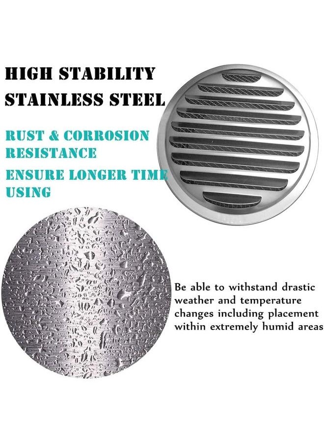 yongsheng 3 Inch Round Vent Cover, Louvered Grille Stainless Steel Air Vents with Fly Screen Mesh for Air Circulation Ventilation  - Image 3