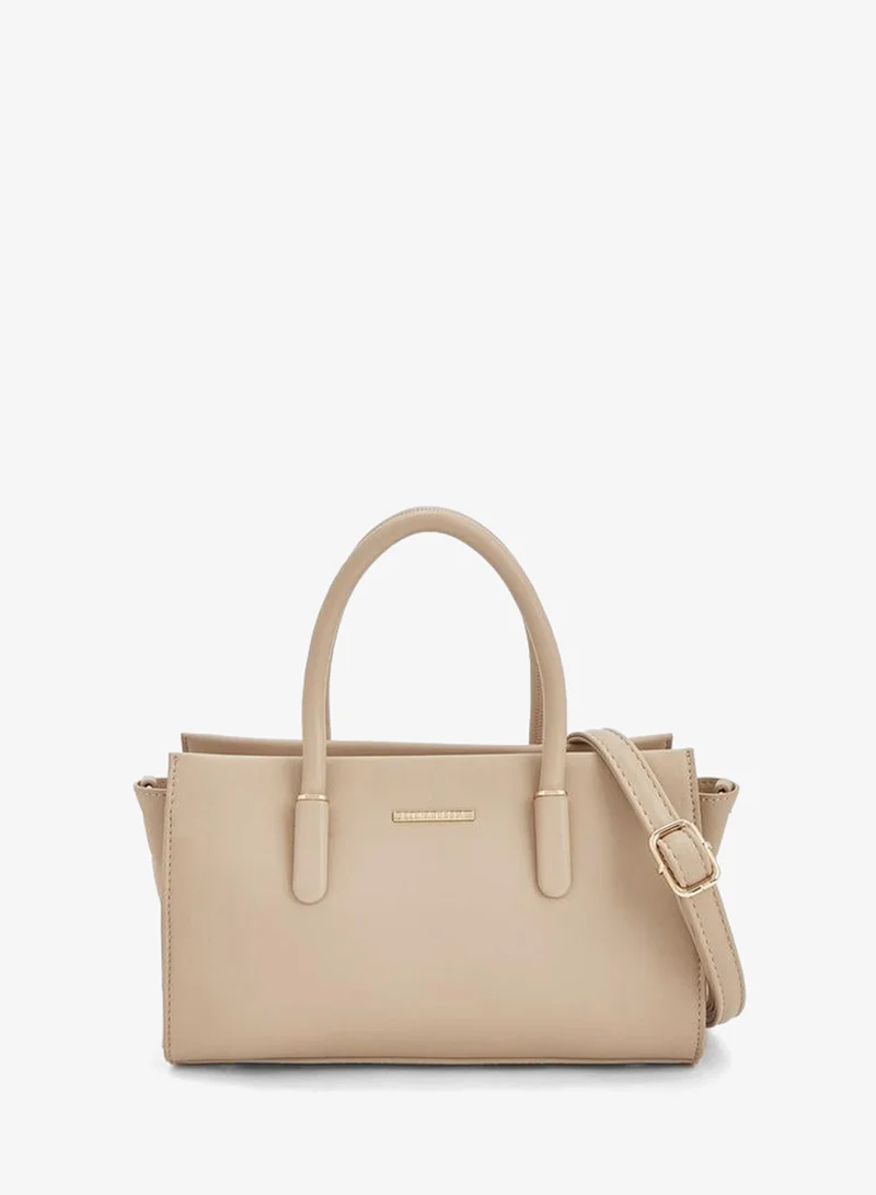 Solid Tote Bag With Detachable Strap