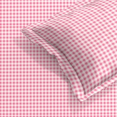 MORADO Premium Glace Cotton 210 TC Single Bedsheet with 1 King Size Pillow Covers Skin Friendly Printed Bedding Set, (60x90 Inches, White&Pink) - Image 2