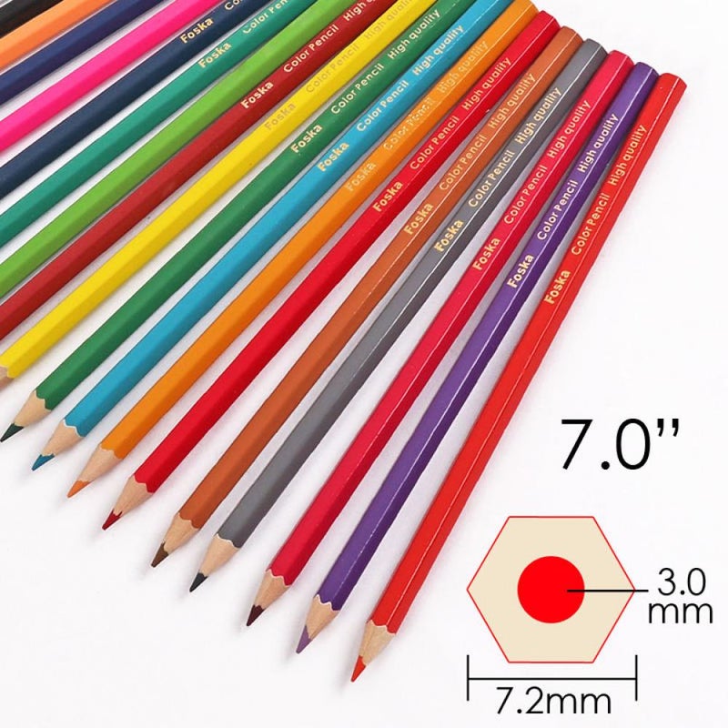 Foska Hexagonal Colored Wooden Pencils with Storage Package - 24 Pack - Image 2