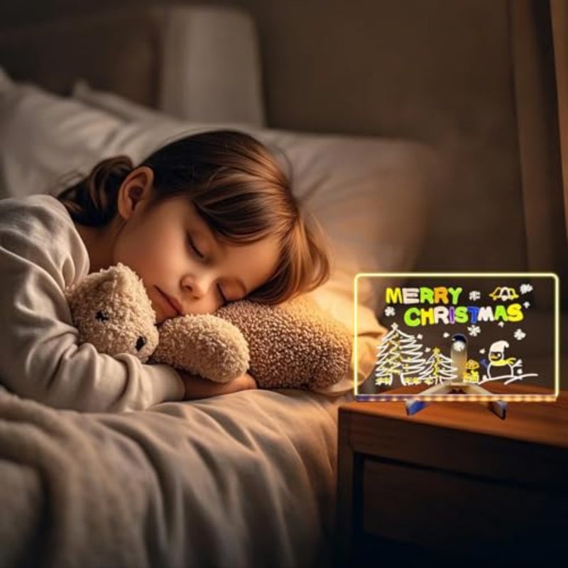 لوحة ملاحظات LED مع 7 ألوان، لوحة رسم LED مقاس 11.81×7.87، لوحات مسح جافة مضيئة مع 7 علامات لوحة رسم LED لمصابيح LED - Image 5