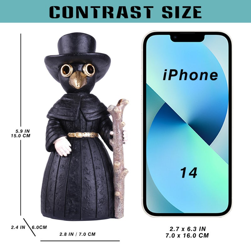 Meyerascal 2026 Upgrade Plague Doctor Incense Holder, Plague Doctor Cone Burner Eyes Will Smoke, Handmade Craftfor Desktop Resin Ornament for Home Decoration, Effective Stress & Anxiety Relief. (Large Doctor) - Image 2