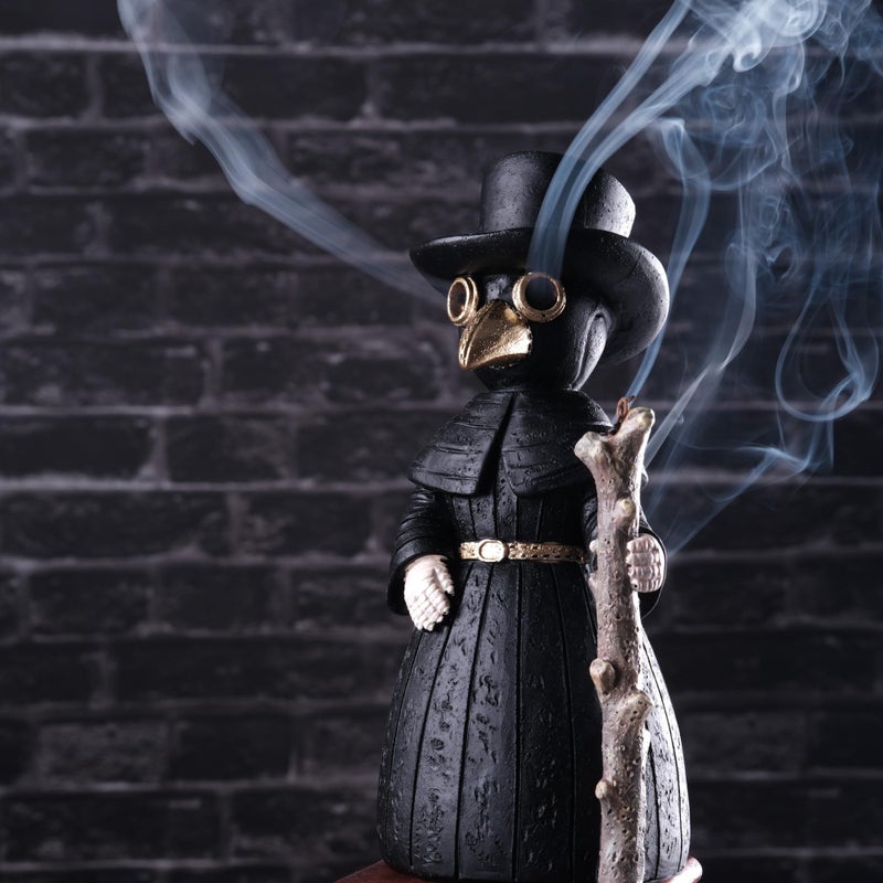 Meyerascal 2026 Upgrade Plague Doctor Incense Holder, Plague Doctor Cone Burner Eyes Will Smoke, Handmade Craftfor Desktop Resin Ornament for Home Decoration, Effective Stress & Anxiety Relief. (Large Doctor) - Image 1