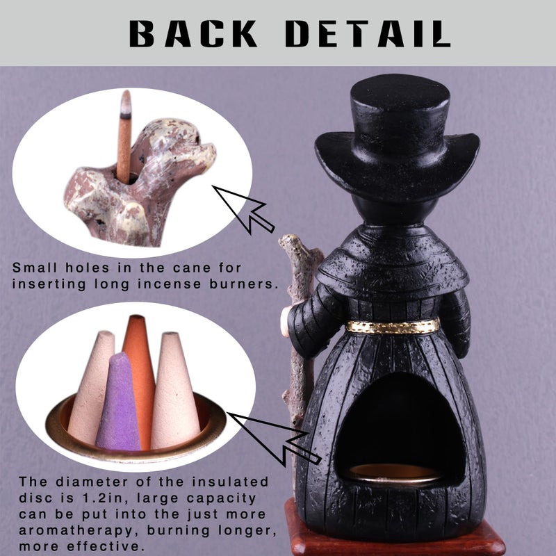 Meyerascal 2026 Upgrade Plague Doctor Incense Holder, Plague Doctor Cone Burner Eyes Will Smoke, Handmade Craftfor Desktop Resin Ornament for Home Decoration, Effective Stress & Anxiety Relief. (Large Doctor) - Image 3