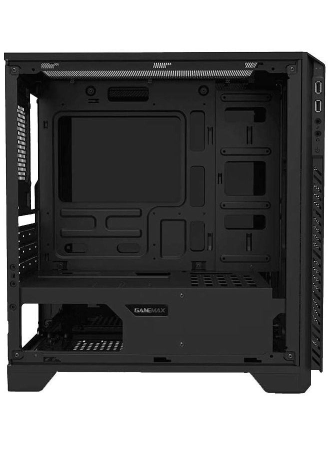 غيم ماكس - كيس كمبيوتر جيمنج   مايكرو ATX جيم ماكس H603-2U3 w / o PSU 1x120mm ، أزرق LED 2xUSB3.0 لوحة شفافة سوداء - Image 1