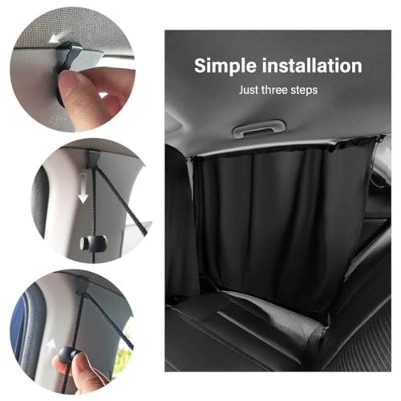 Car Window Shades, Car Privacy Window Cover for Rear Window and Partition, 95% Strong Shading Car Sunshade for Baby, Universal CCar Accessories Interior Fits Sleeping Traveling Camping - Image 5