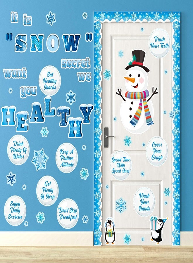 Moinchore 71 Pcs Winter Health Bulletin Board Decorations Set Winter Christmas Classroom Decor Snowman Snowflake Accents Healthy Habits Paper Cutouts for School Wall Decoration Supplies - Image 4