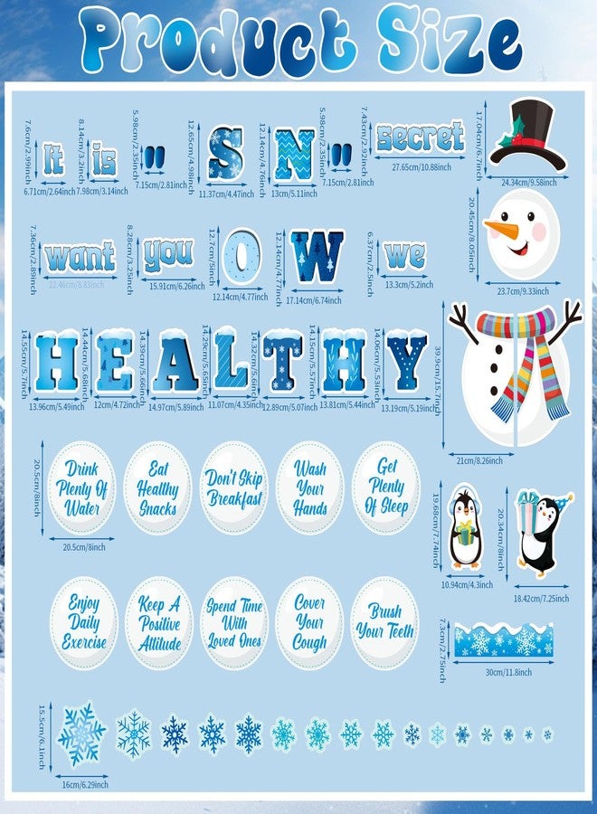 Moinchore 71 Pcs Winter Health Bulletin Board Decorations Set Winter Christmas Classroom Decor Snowman Snowflake Accents Healthy Habits Paper Cutouts for School Wall Decoration Supplies - Image 2