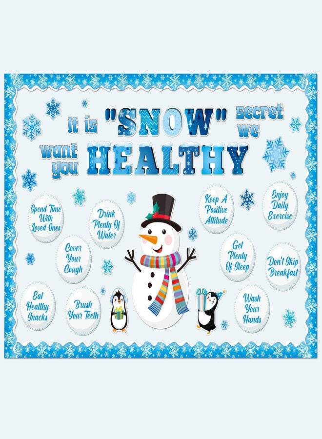 Moinchore 71 Pcs Winter Health Bulletin Board Decorations Set Winter Christmas Classroom Decor Snowman Snowflake Accents Healthy Habits Paper Cutouts for School Wall Decoration Supplies - Image 1