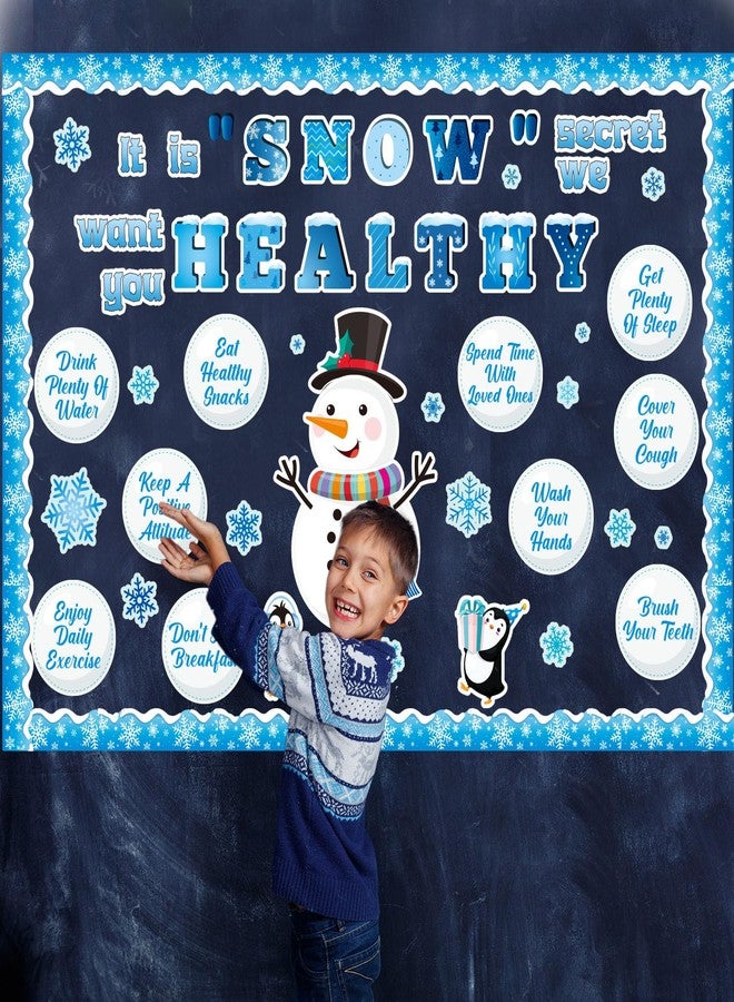 Moinchore 71 Pcs Winter Health Bulletin Board Decorations Set Winter Christmas Classroom Decor Snowman Snowflake Accents Healthy Habits Paper Cutouts for School Wall Decoration Supplies - Image 5