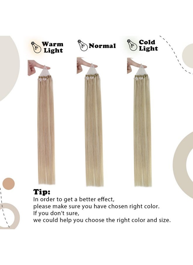 Easyouth Blonde Micro Loop Hair Extensions Remy Human Hair Micro Beads Hair Extensions Ash Blonde Highlight Bleach Blonde Micro Link Hair Extensions Human Hair Natural 16Inch 50G/50S  - Image 4