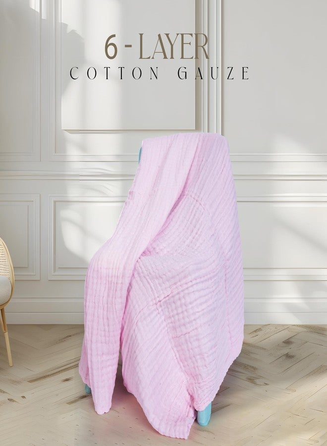 BASEEFY Muslin Baby Bath Towel Newborns Super Soft High Absorbent Cotton 6 Layer Towel Infants Toddlers Kids Boys Girls (105 * 105 CM, Pink) - Image 4