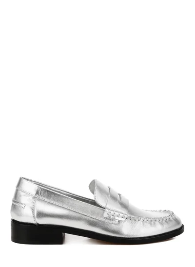 London Rag Genuine Leather Loafers in Silver