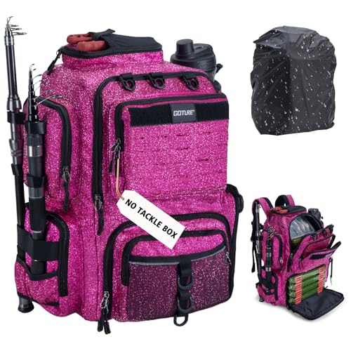 Goture Fishing Backpack900D WaterResistant Tackle Backpack with Rod Holders45L Large Fishing Bag Storage Gear Tackle Bag with Rain CoverBottle Holder for Travel Camping HikingWithout Tackle Box - Image 1